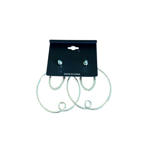 isc Goldtone Post Earrings with Heart, Drop and Hoop 2 inch - Picture 3 of 4